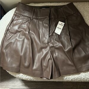 Express Taupe Faux Leather Shorts
